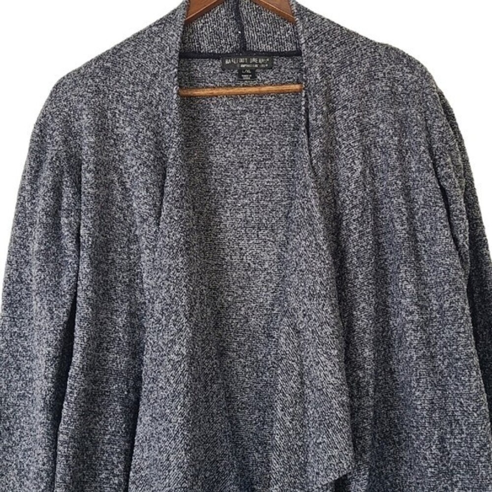 Barefoot Dreams Bamboo Chic Women Black L/XL Open Long Sleeve Cardigan Sweater - Picture 3 of 12